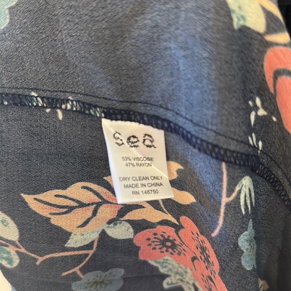 Sea New York Mari Wrap Dress Navy Floral Maxi Wrap Dress Size 0 - Picture 13 of 13
